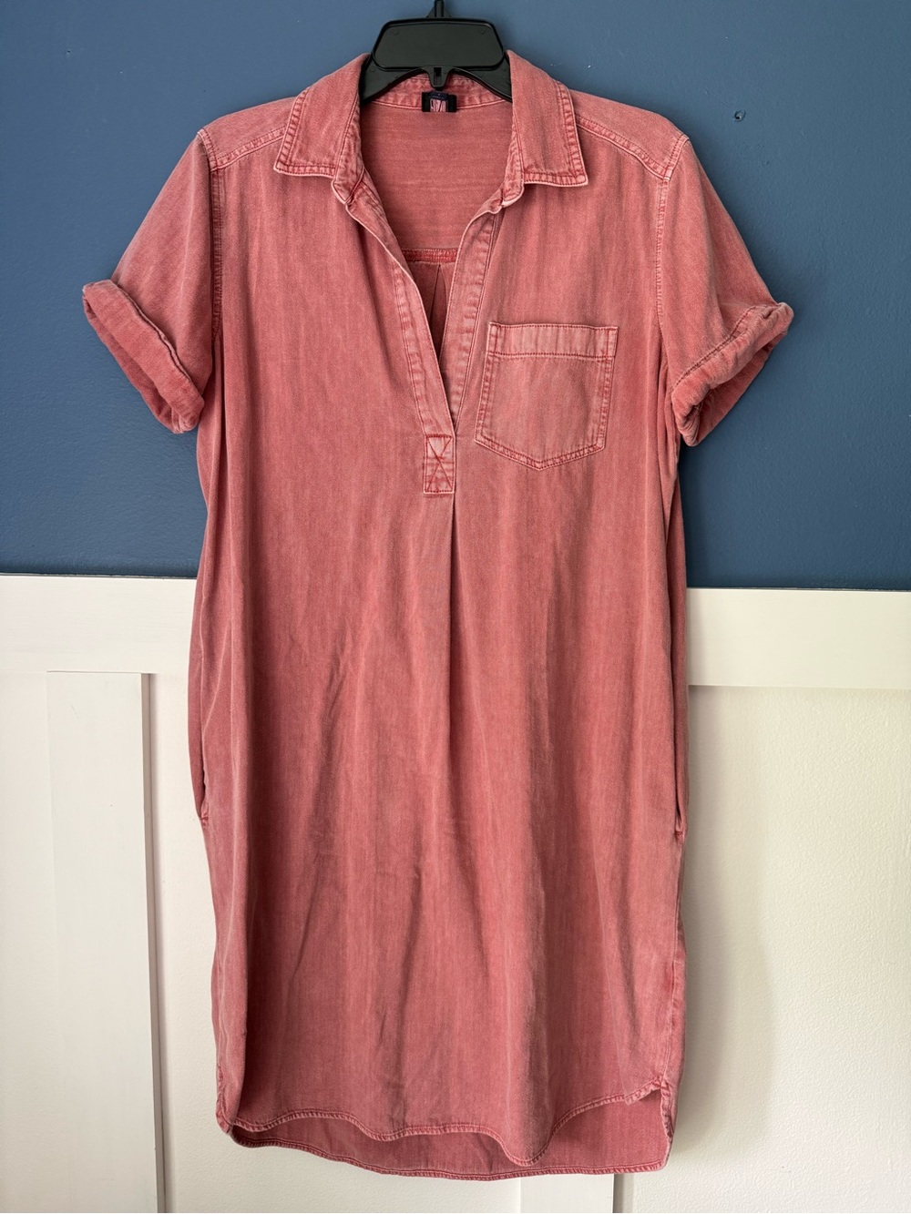 Gap Denim Washed Rose Collared Shirt Dress